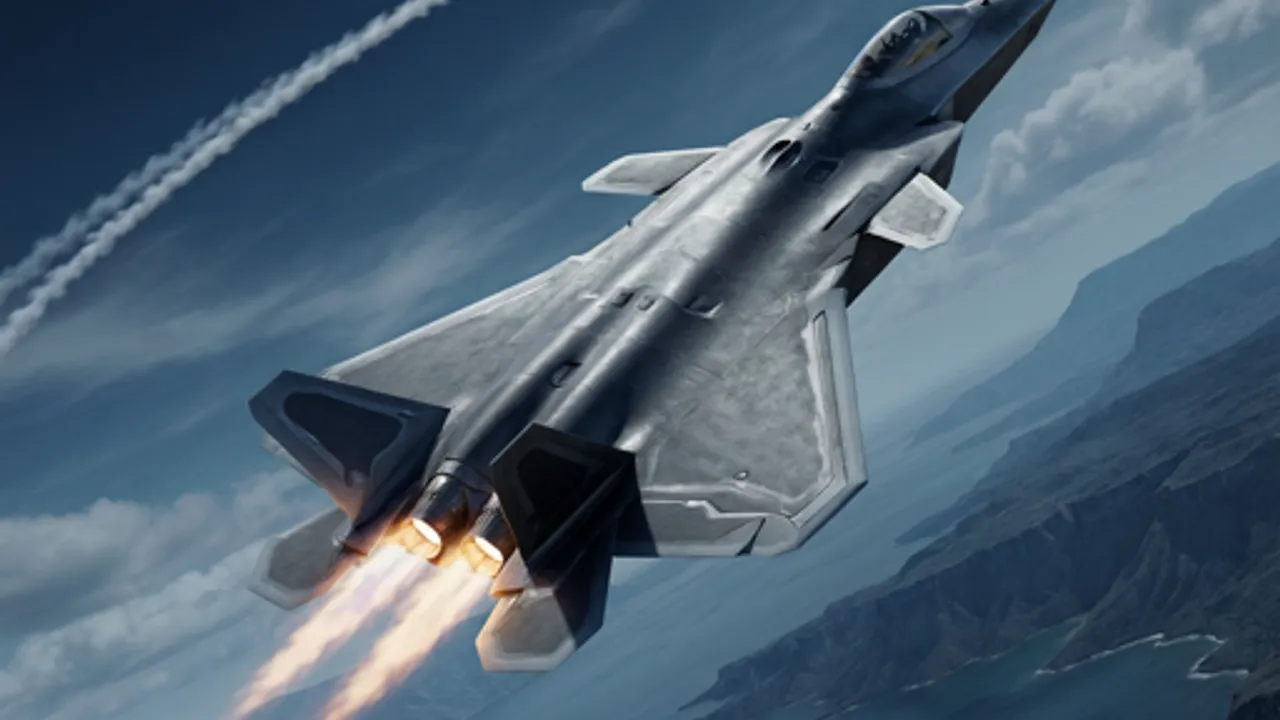 战机大乱斗程序化超音速战机空战对决与导弹尾迹实机画面。